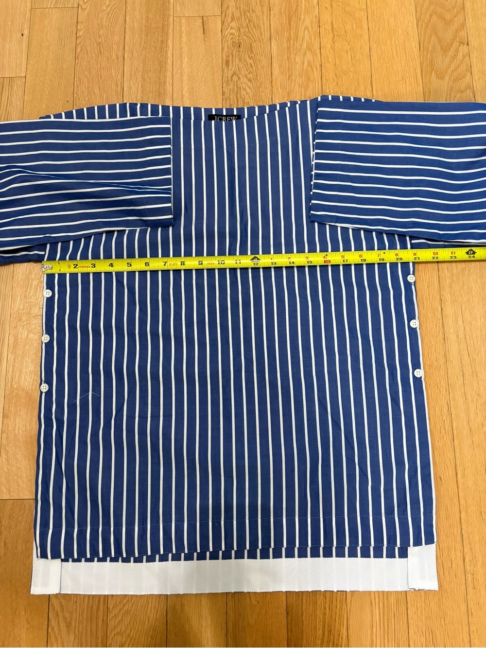 J.Crew Ciel Striped Cotton Poplin Boatneck Side Button Top Blue White XS - Picture 6 of 9